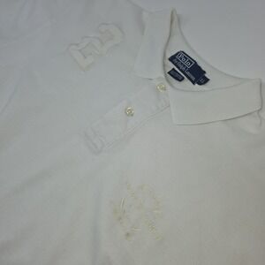 Vintage Polo Ralph Lauren Men's XL White Polo Shirt #2 Patch RLPC Mallet Crest